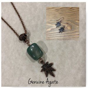 Genuine Agate crystal with Mary Jane charm/matching earrings
